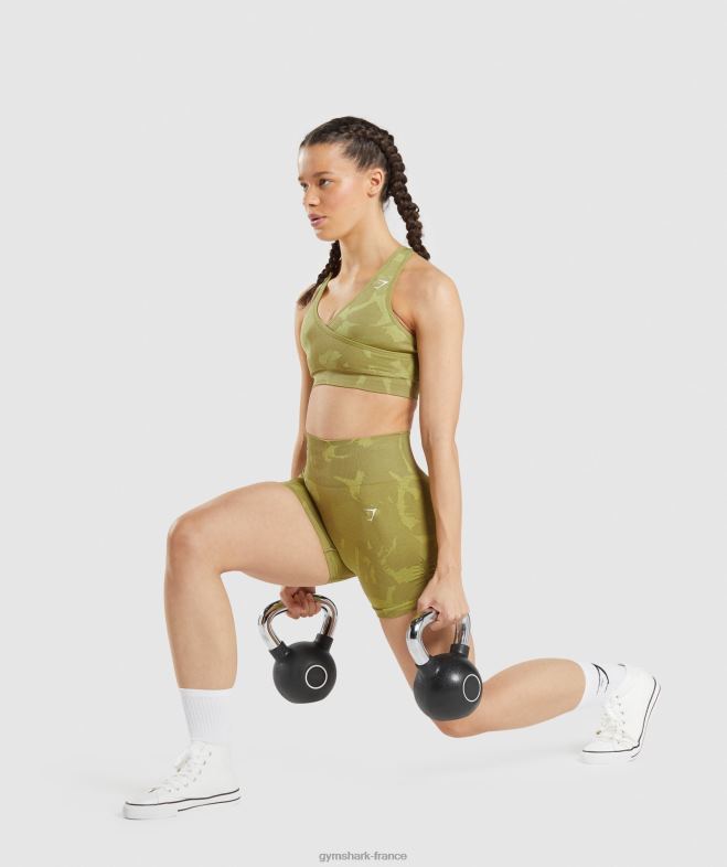 Gymshark adapter le short camouflage sans couture savane | vert griffon femmes 6HF2878